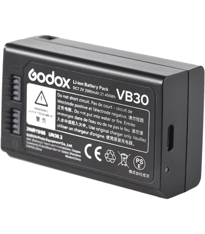 برسی باتری قابل شارژ مناسب برای فلاش v1 pro گودکس مدل Godox VB30 Battery for V1Pro Flash Head