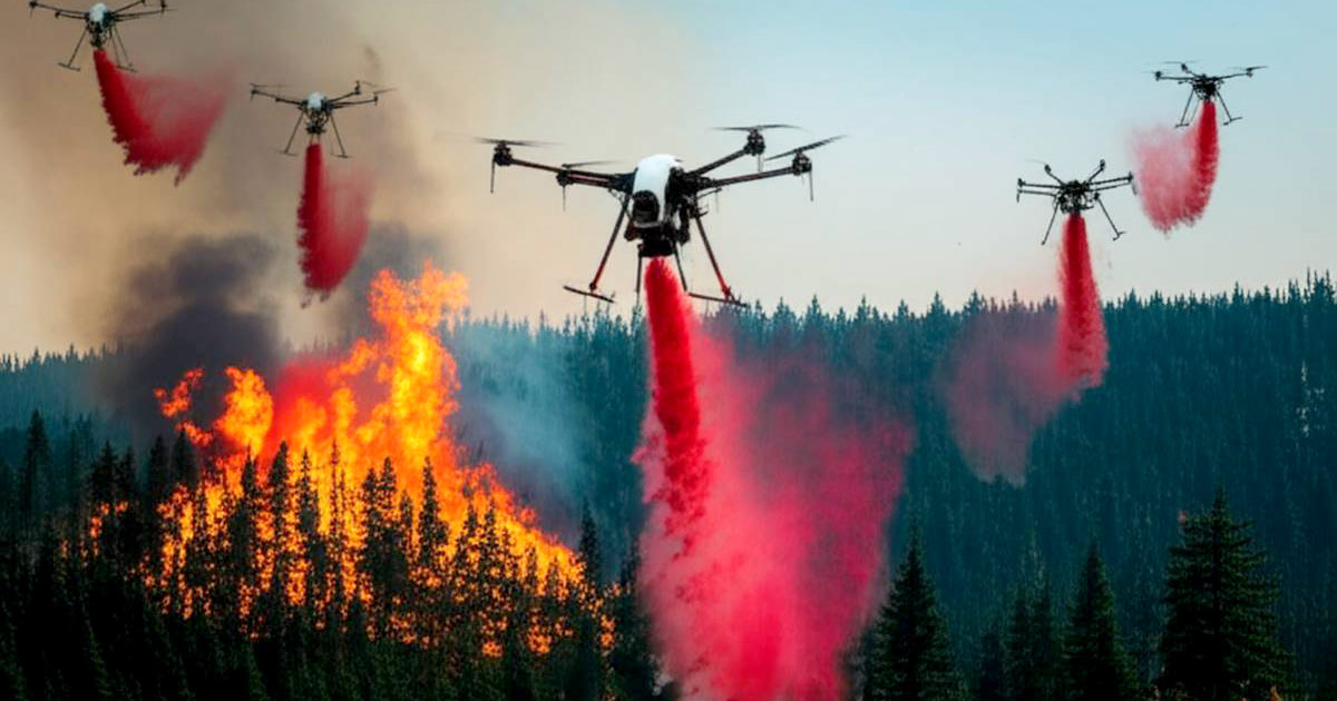 کاربرد پهپادها در اعلام و اطفاء حریق جنگل‌ها